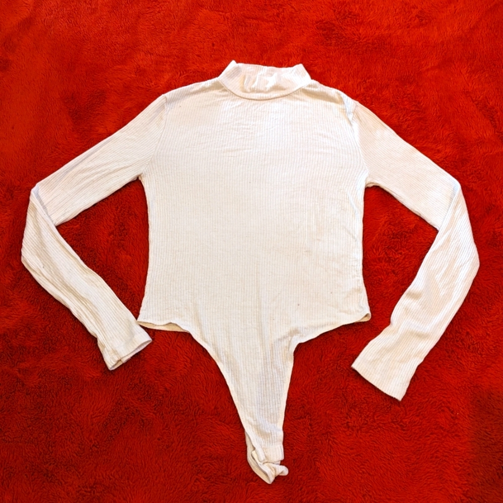 Cream mock neck bodysuit